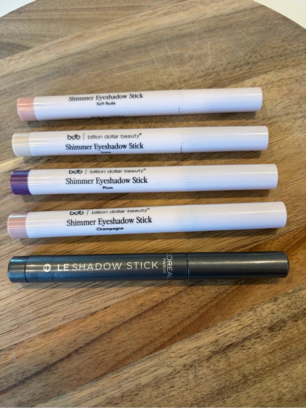 Shimmer Eyeshadow Stick Set - Plum, Champagne, Ivory, Soft Nude